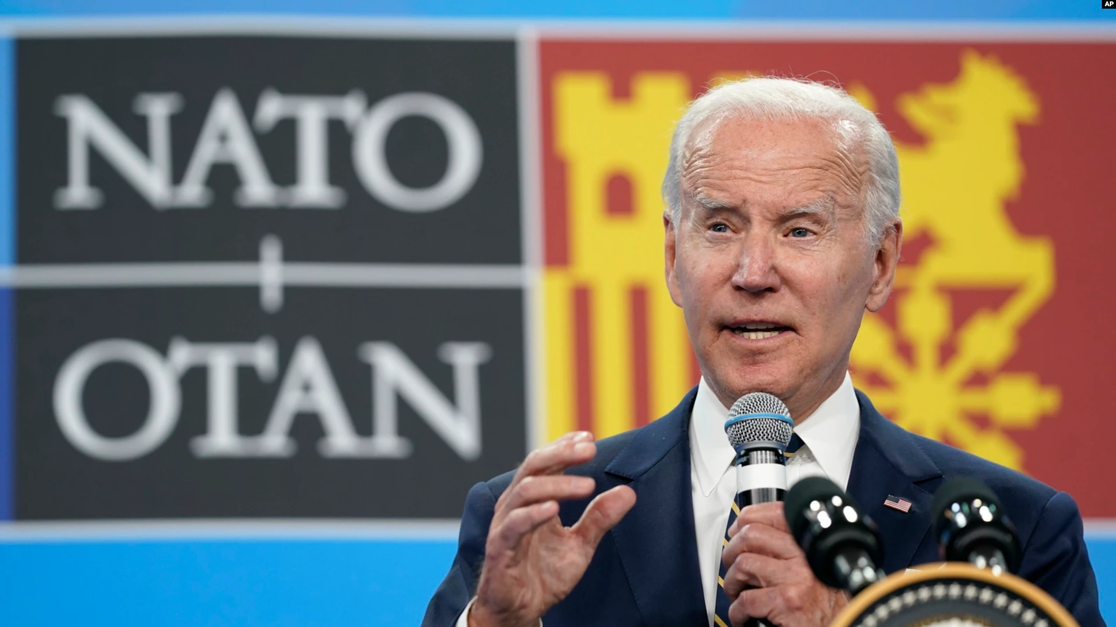 President Joe Biden speaks during a news conference on the final day of the NATO summit in Madrid, June 30, 2022.