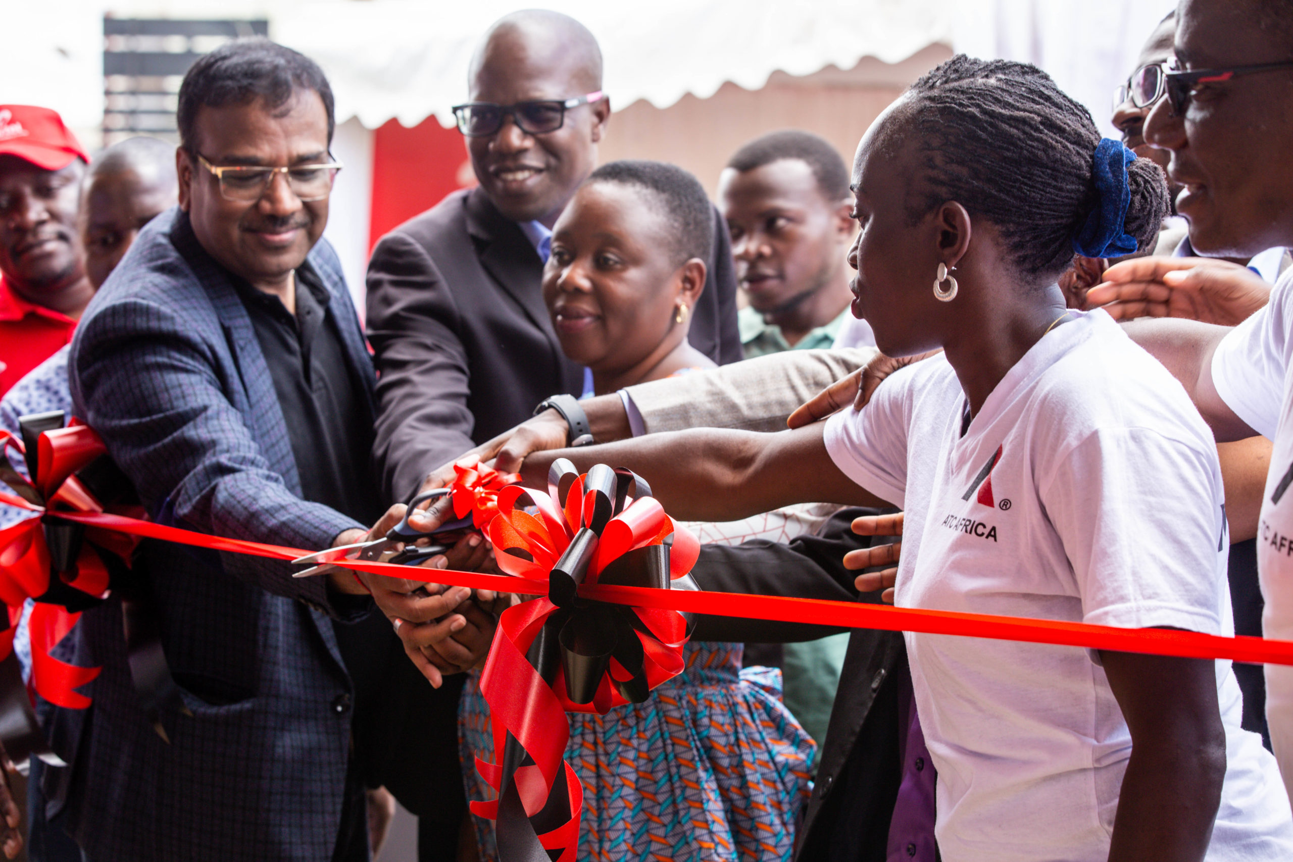 Officials launching a digital community centre at Hoima Public Library on Thursday. Courtesy Photo.