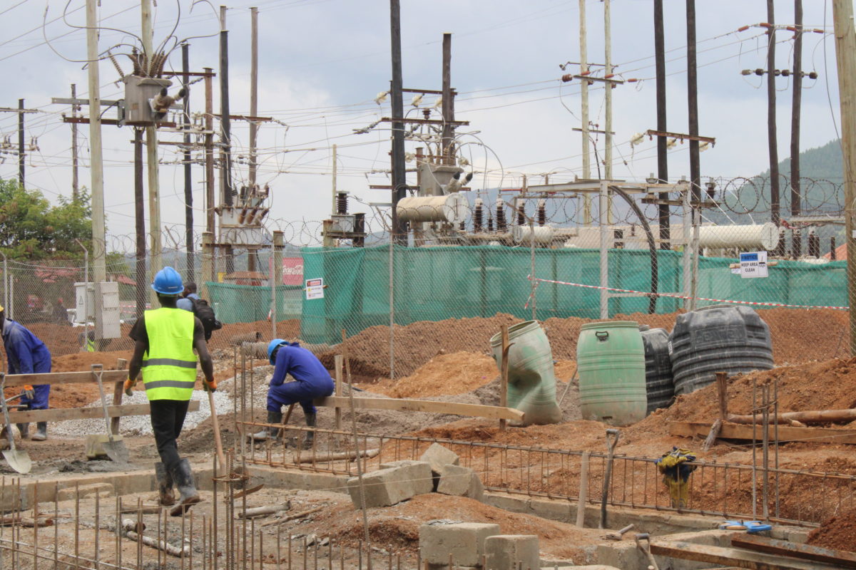 Ongoing works at a substation in Kinubi Cell on the outskirts of Hoima city. Photo: Robert Atuhairwe.